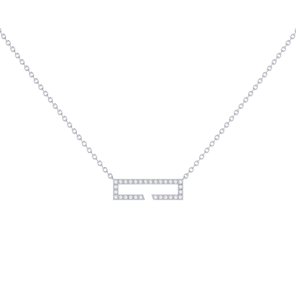 Swing Rectangle Diamond Necklace in Sterling Silver