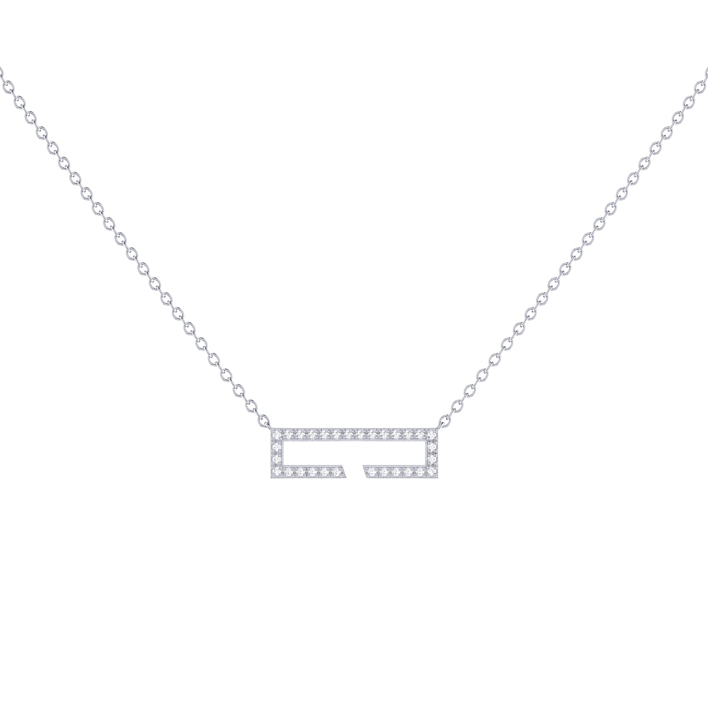 Swing Rectangle Diamond Necklace in Sterling Silver