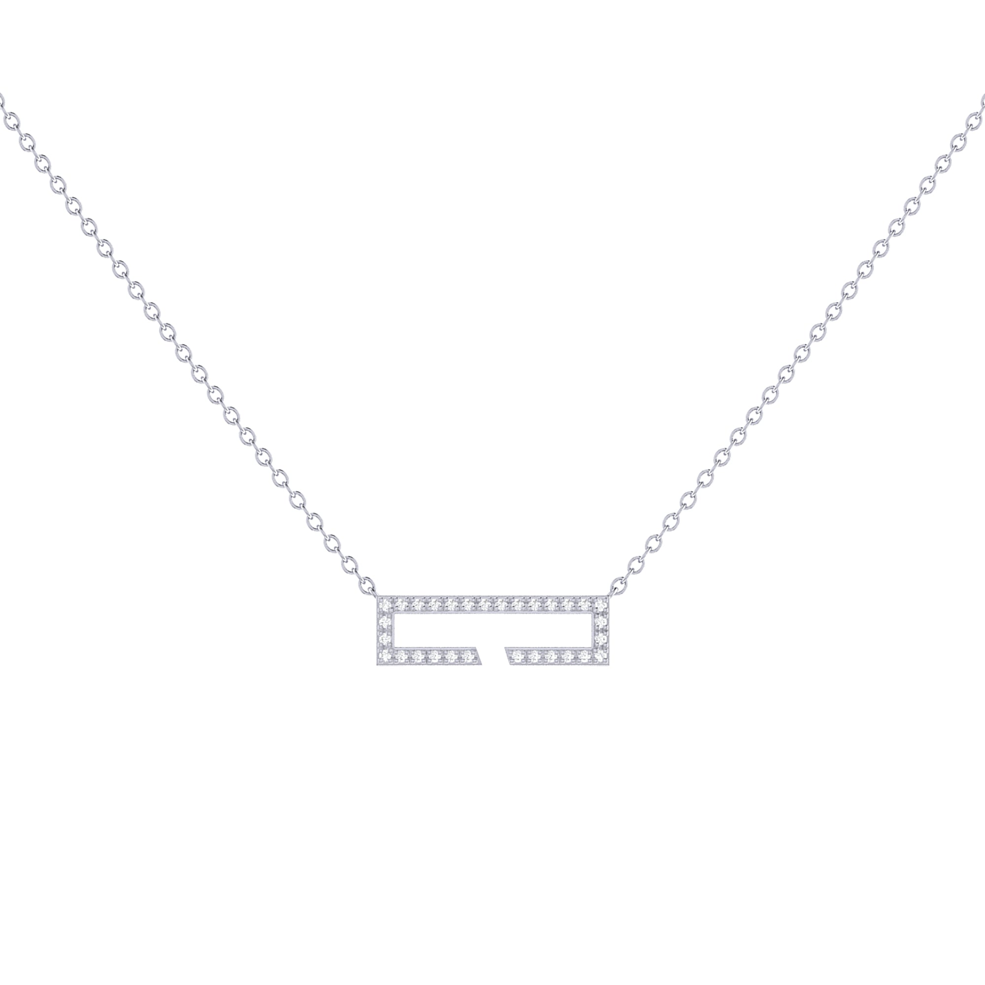 Swing Rectangle Diamond Necklace in Sterling Silver