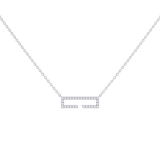 Swing Rectangle Diamond Necklace in Sterling Silver
