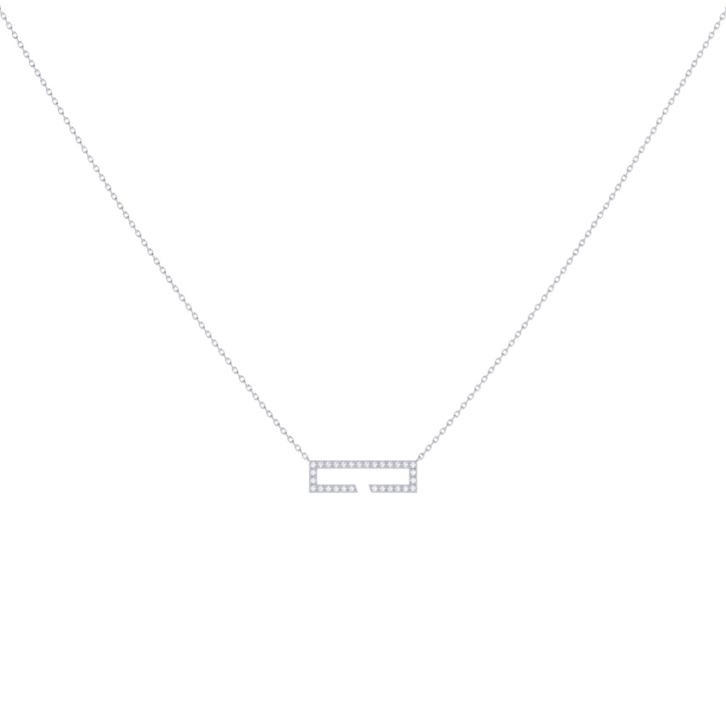 Swing Rectangle Diamond Necklace in Sterling Silver