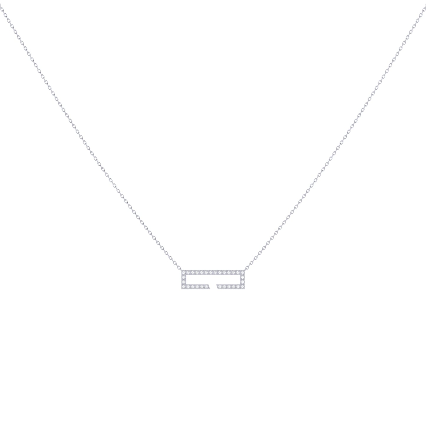 Swing Rectangle Diamond Necklace in Sterling Silver