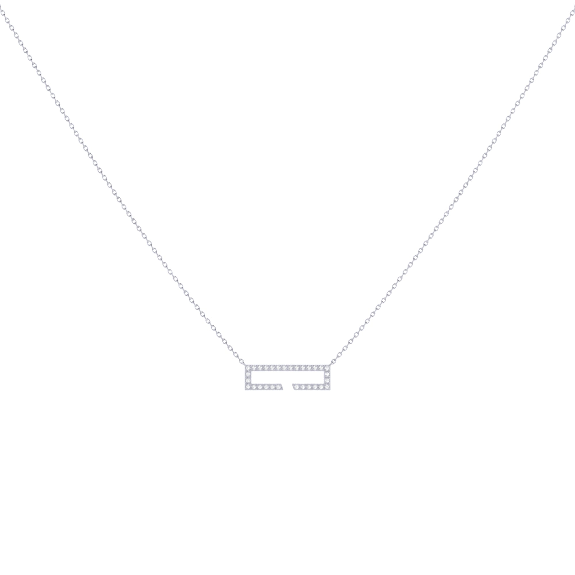 Swing Rectangle Diamond Necklace in Sterling Silver