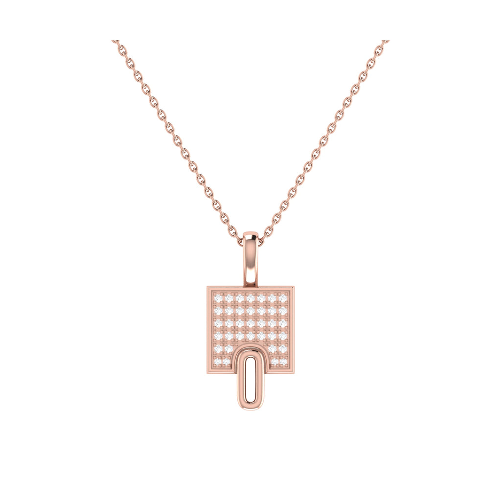 Sidewalk Square Diamond Pendant in 14K Rose Gold Vermeil on Sterling