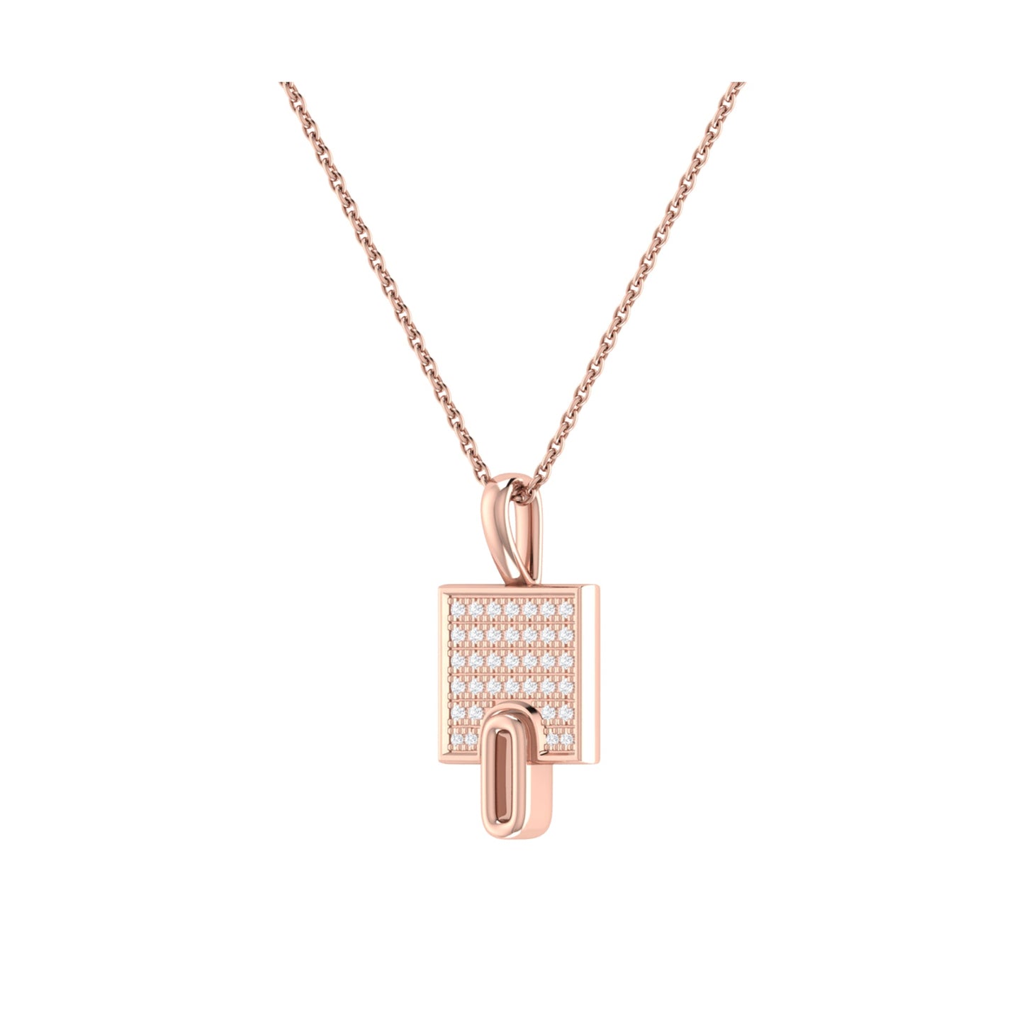 Sidewalk Square Diamond Pendant in 14K Rose Gold Vermeil on Sterling