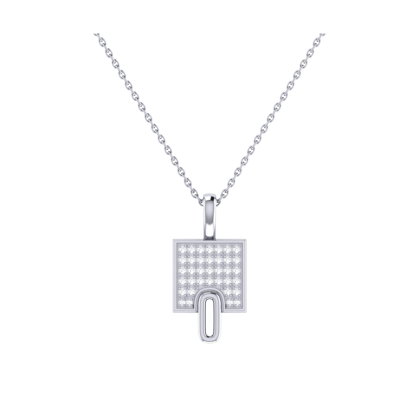 Sidewalk Square Diamond Pendant in Sterling Silver