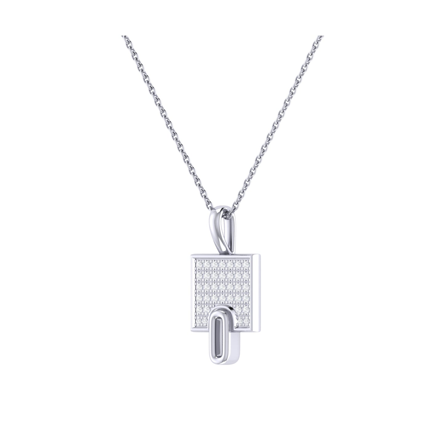 Sidewalk Square Diamond Pendant in Sterling Silver