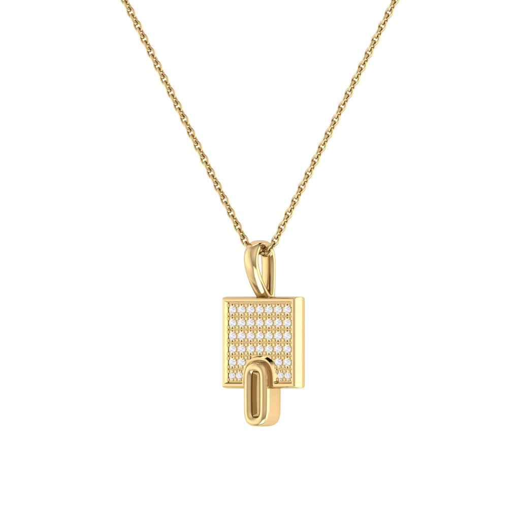 Sidewalk Square Diamond Pendant in 14K Yellow Gold Vermeil on Sterling
