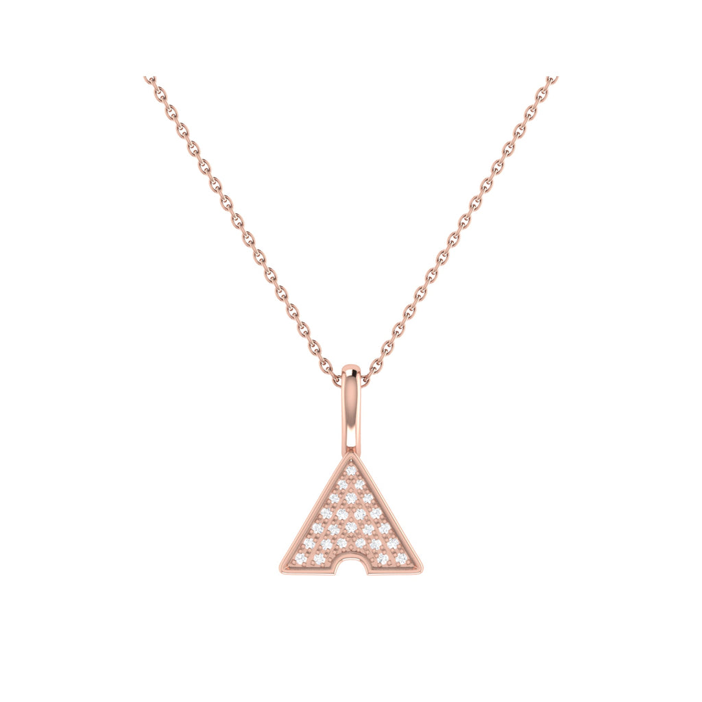 Skyscraper Triangle Diamond Pendant in 14K Rose Gold Vermeil on