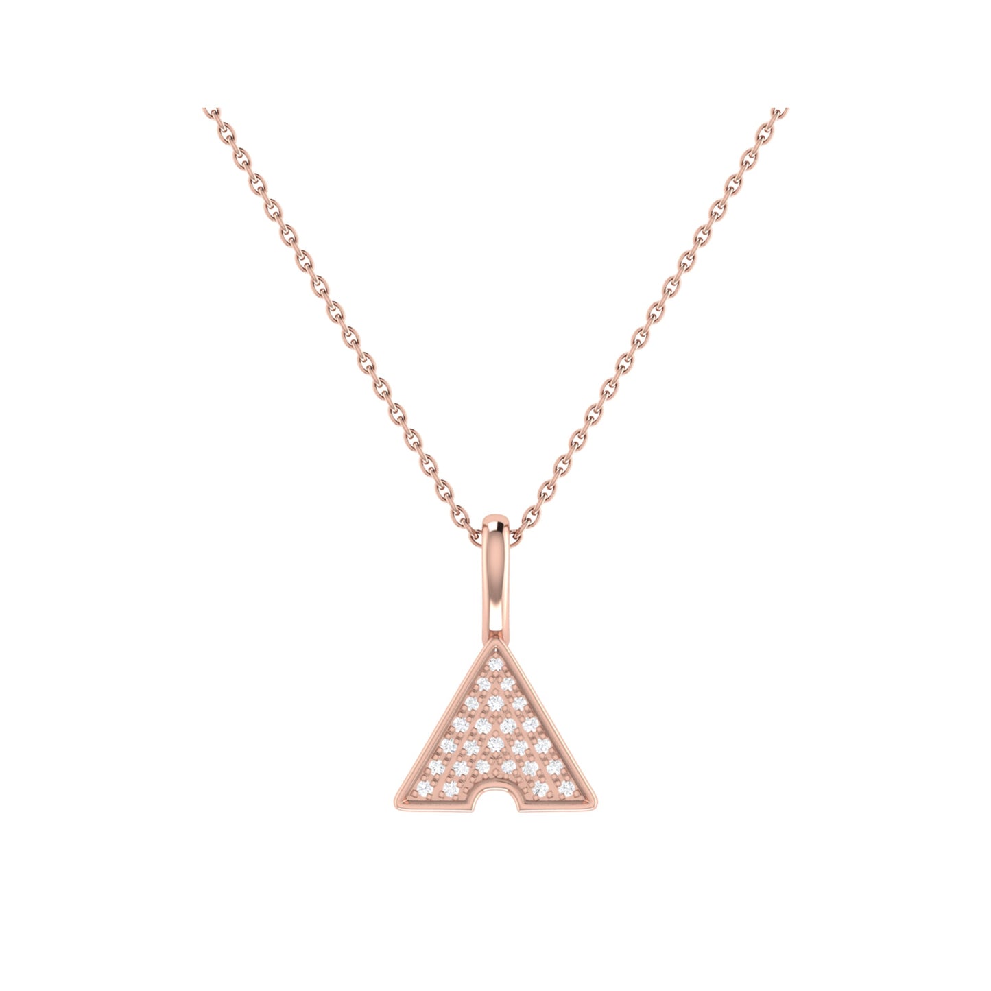 Skyscraper Triangle Diamond Pendant in 14K Rose Gold Vermeil on