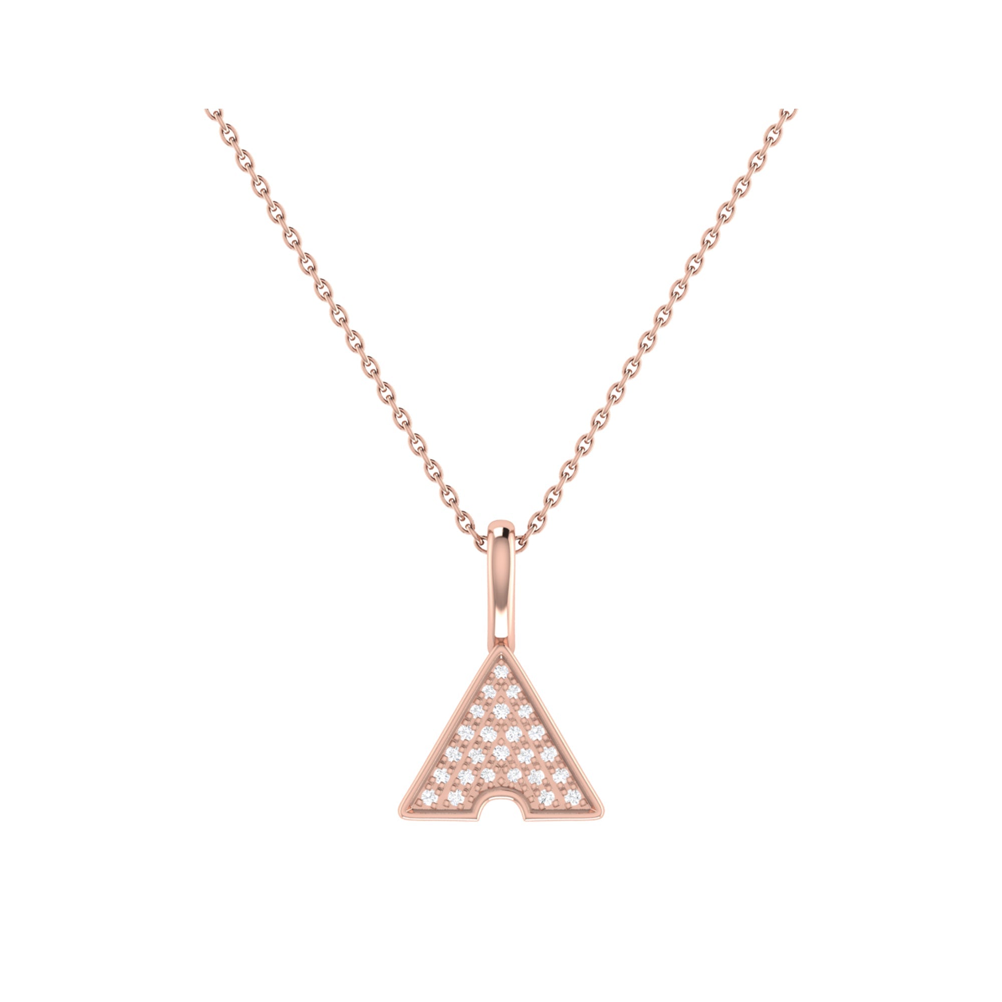 Skyscraper Triangle Diamond Pendant in 14K Rose Gold Vermeil on