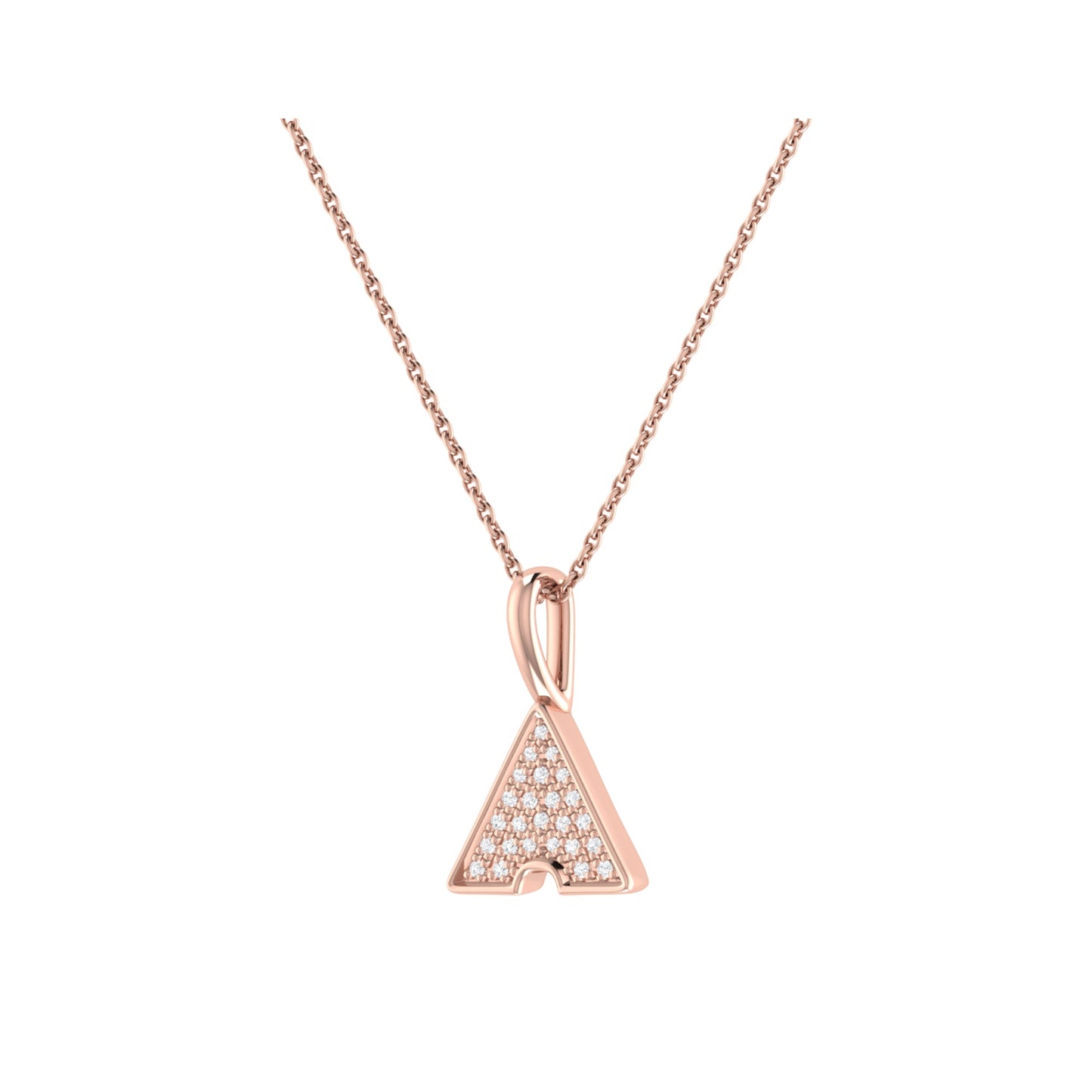 Skyscraper Triangle Diamond Pendant in 14K Rose Gold Vermeil on