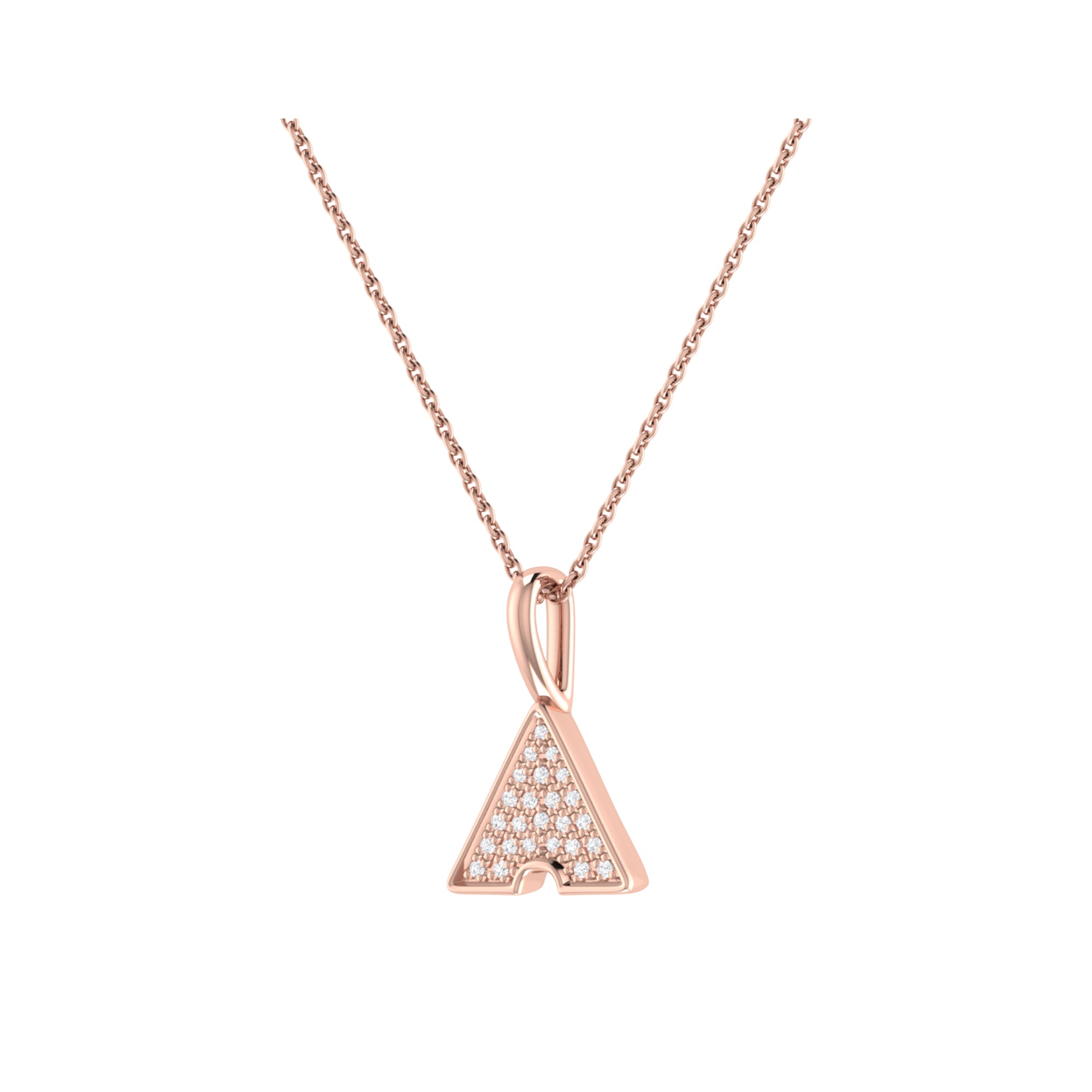 Skyscraper Triangle Diamond Pendant in 14K Rose Gold Vermeil on