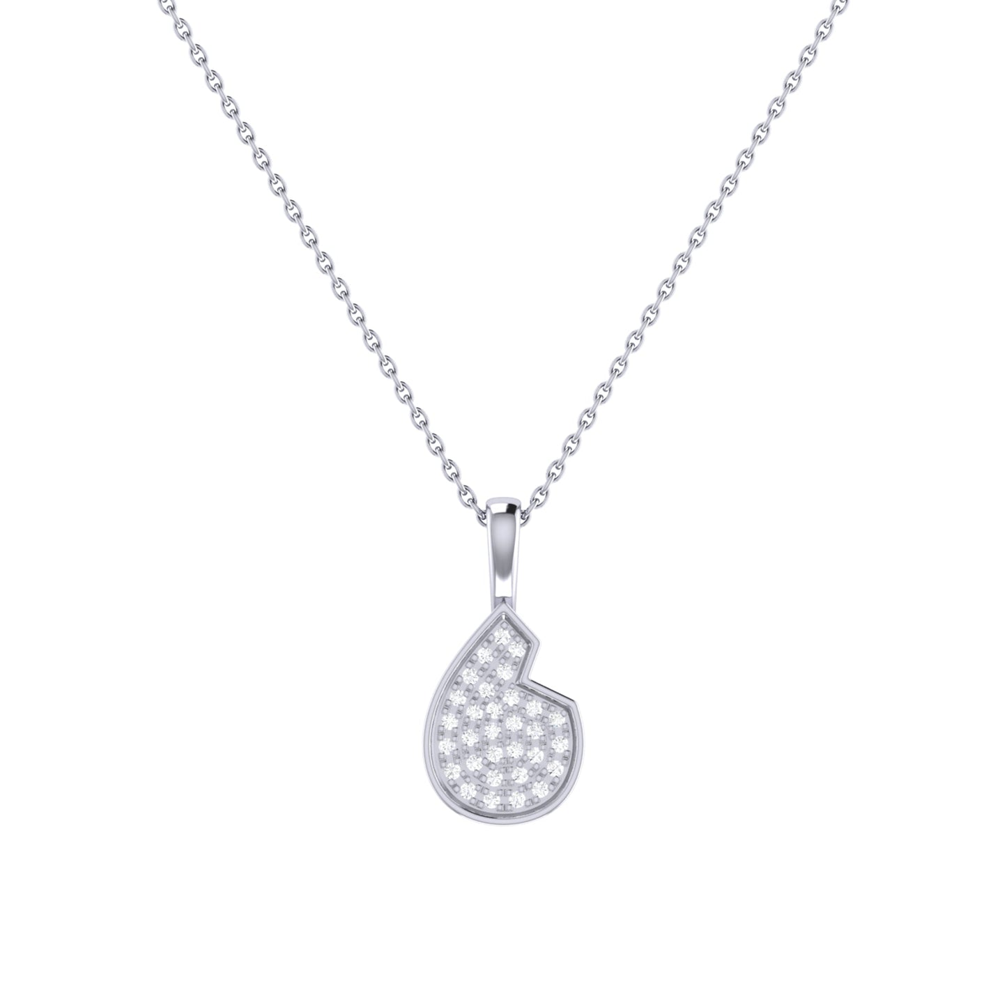 Street Cycle Open Teardrop Diamond Pendant in Sterling Silver