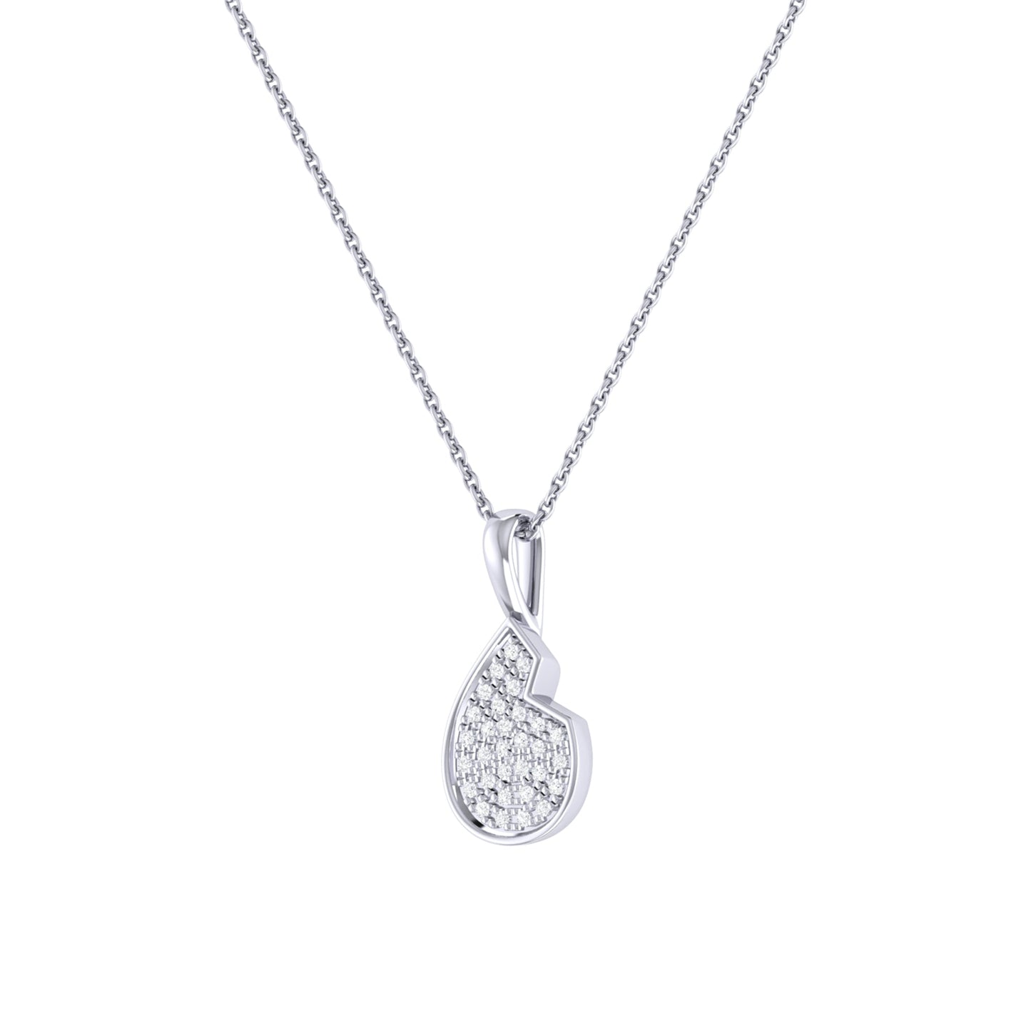 Street Cycle Open Teardrop Diamond Pendant in Sterling Silver