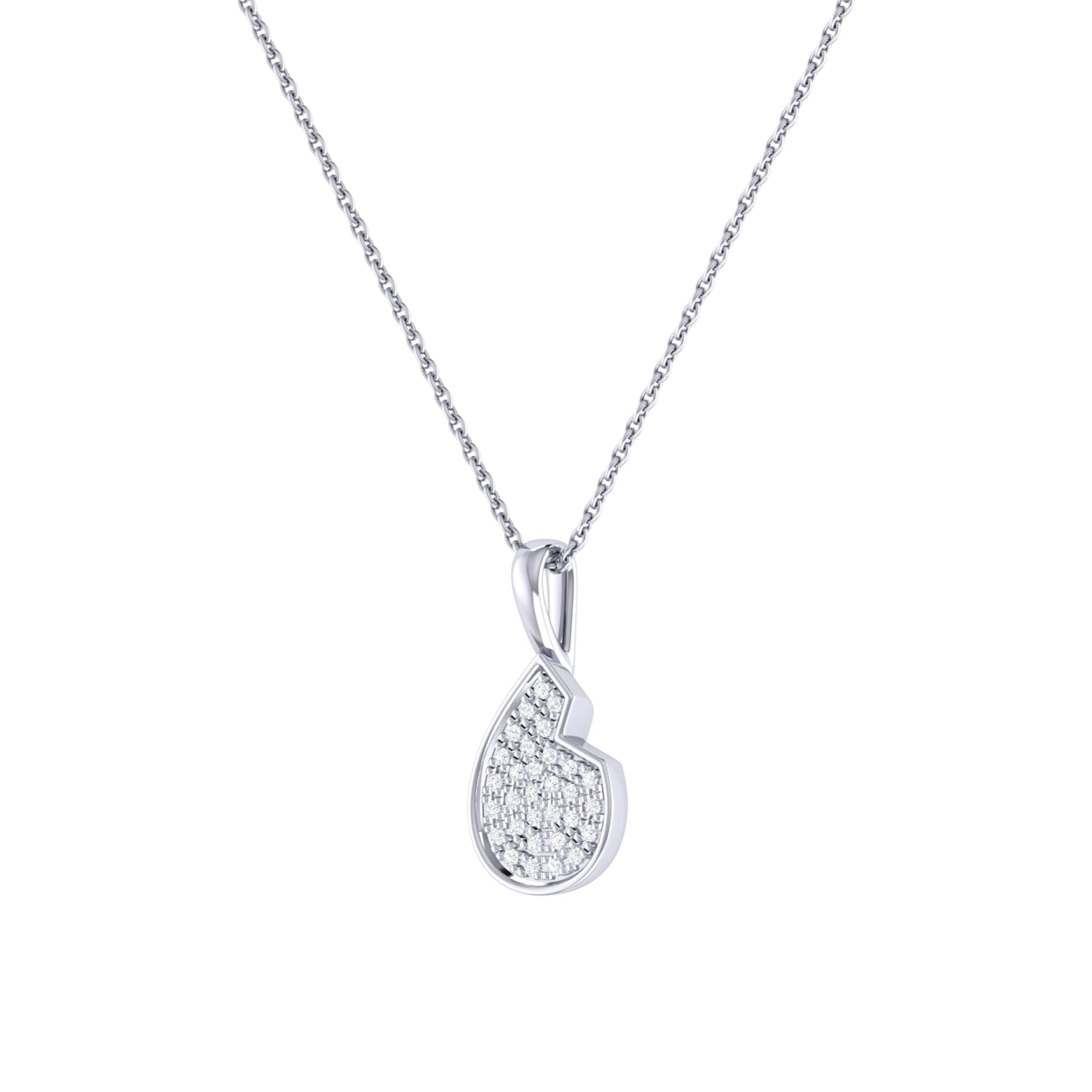 Street Cycle Open Teardrop Diamond Pendant in Sterling Silver