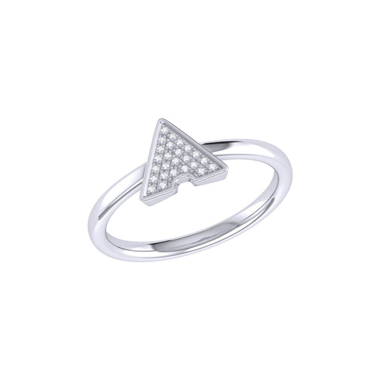Skyscraper Triangle Diamond Ring in Sterling Silver