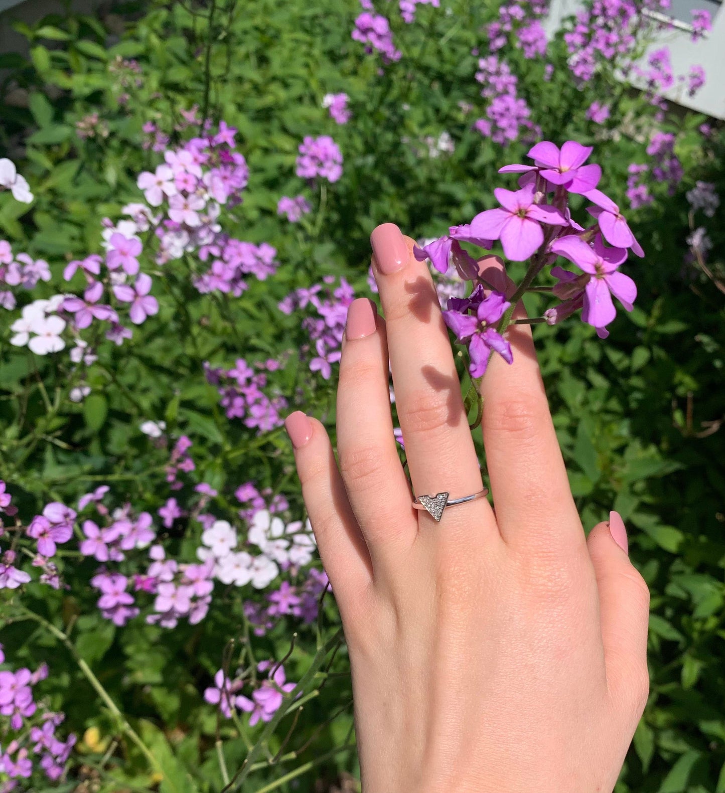 Skyscraper Triangle Diamond Ring in Sterling Silver