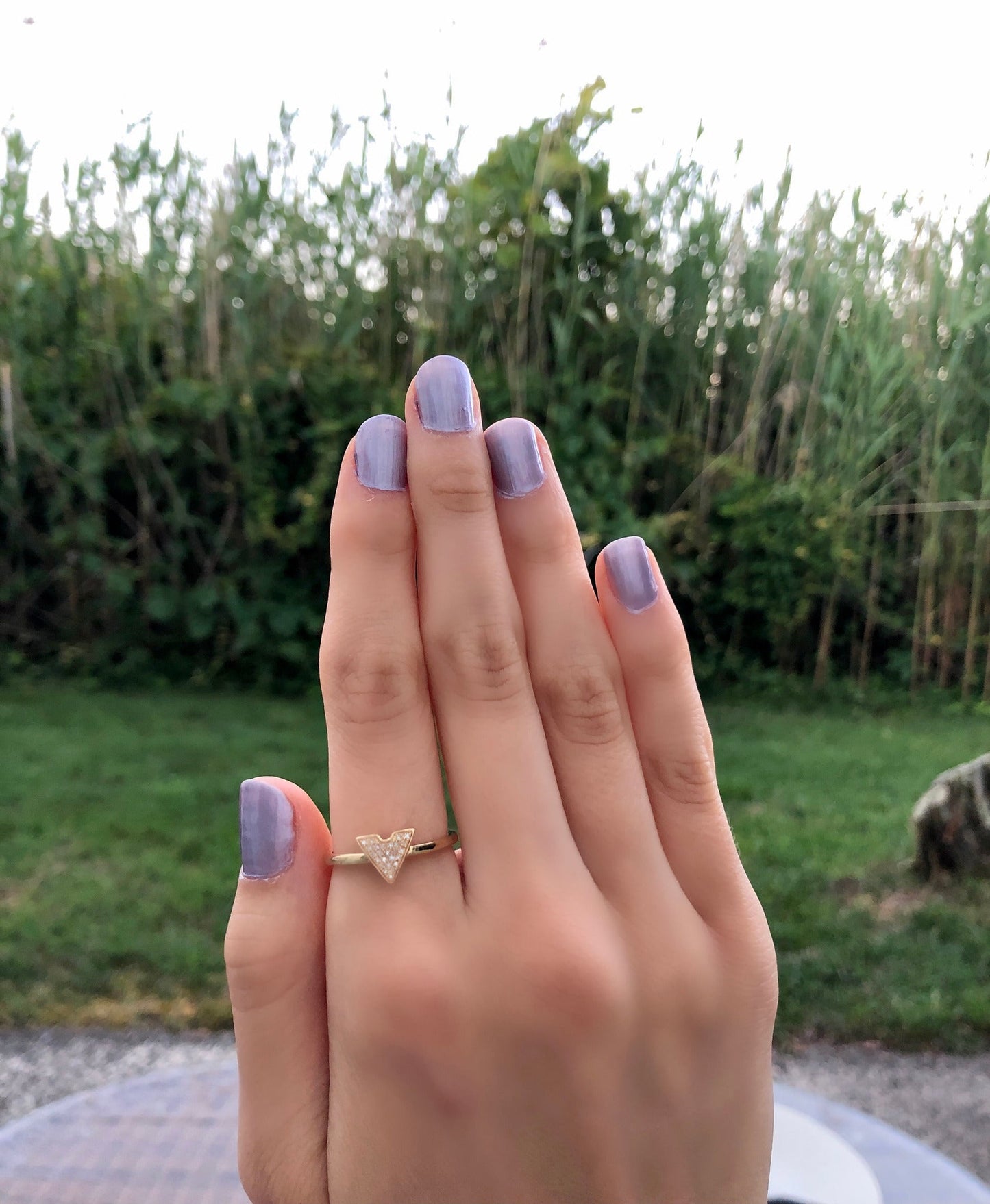 Skyscraper Triangle Diamond Ring in 14K Yellow Gold Vermeil on