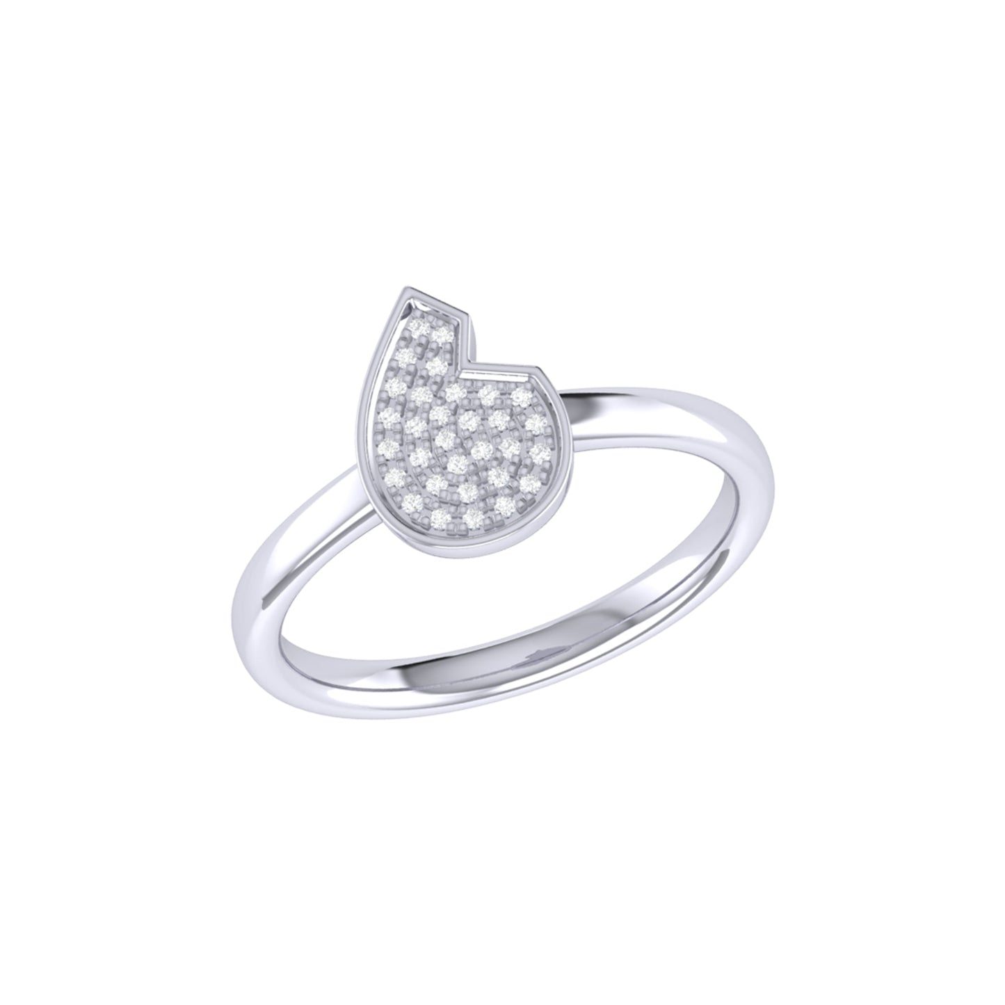 Street Cycle Open Teardrop Diamond Ring in Sterling Silver