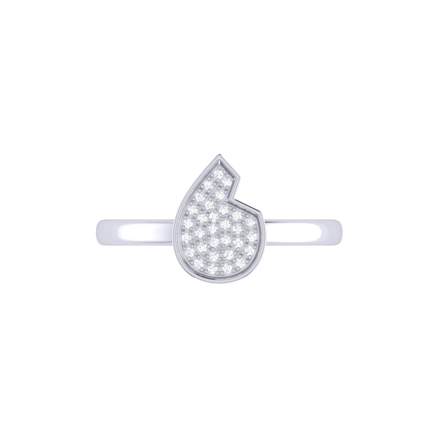 Street Cycle Open Teardrop Diamond Ring in Sterling Silver