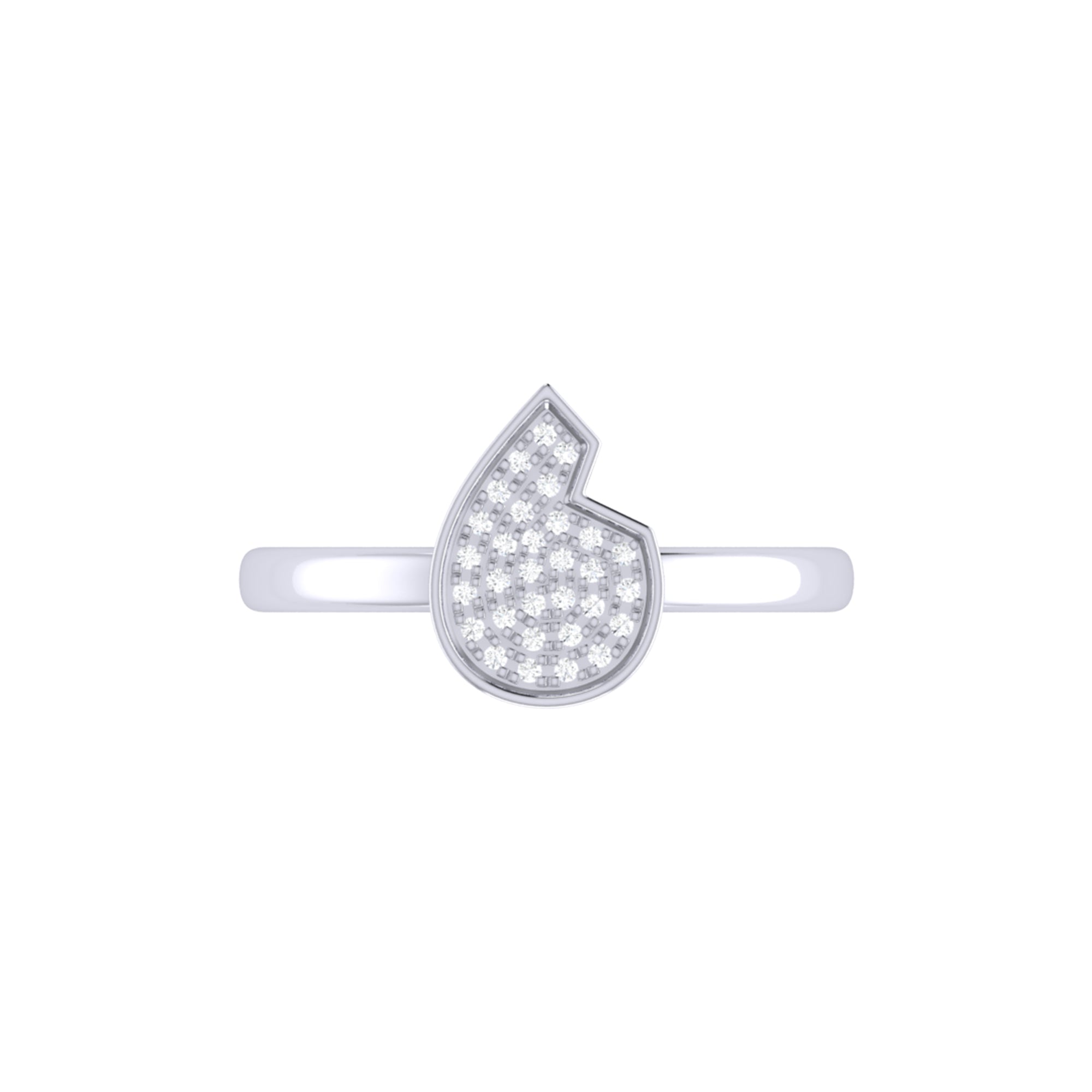 Street Cycle Open Teardrop Diamond Ring in Sterling Silver