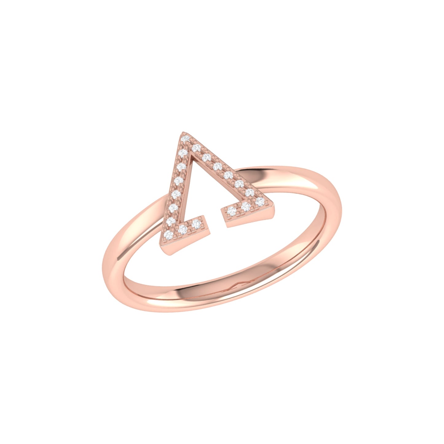 Aim High Open Triangle Diamond Ring in 14K Rose Gold Vermeil on