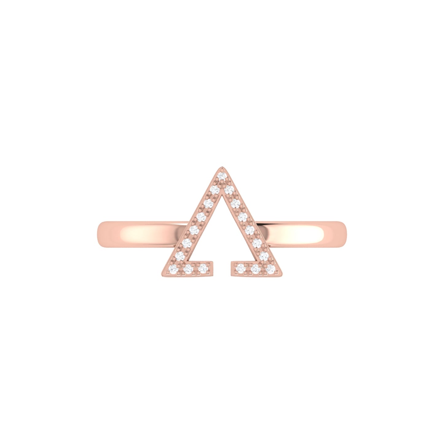 Aim High Open Triangle Diamond Ring in 14K Rose Gold Vermeil on