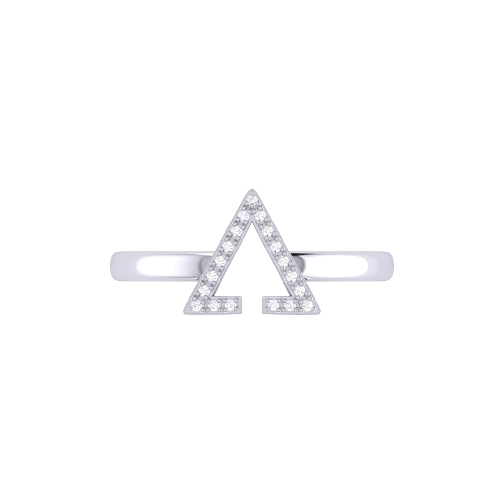 Aim High Open Triangle Diamond Ring in Sterling Silver
