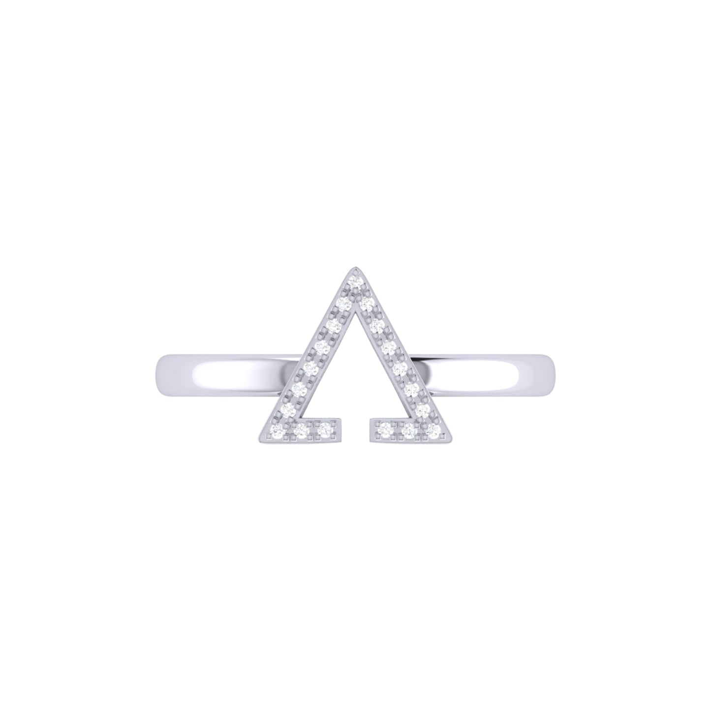 Aim High Open Triangle Diamond Ring in Sterling Silver