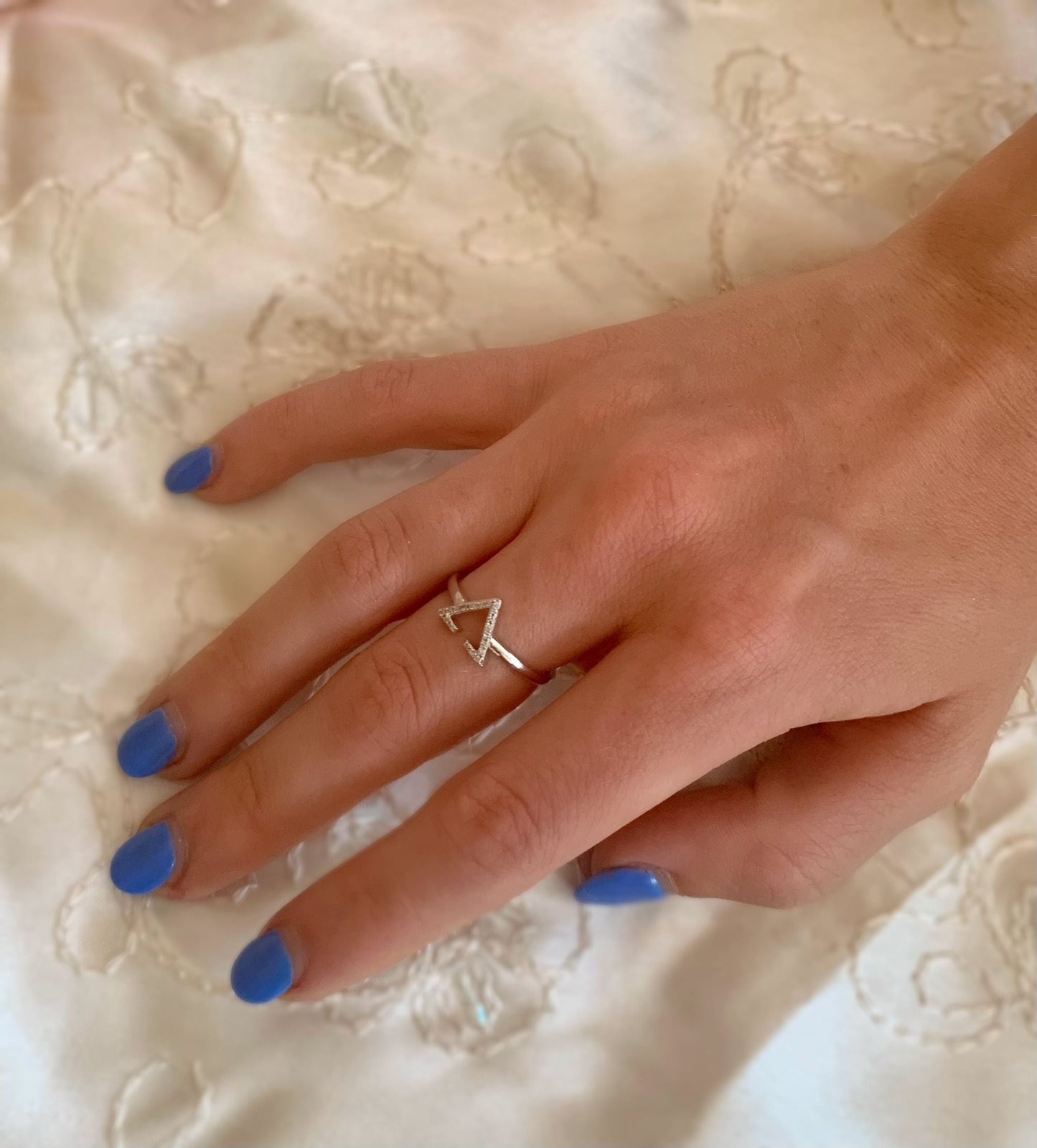 Aim High Open Triangle Diamond Ring in Sterling Silver