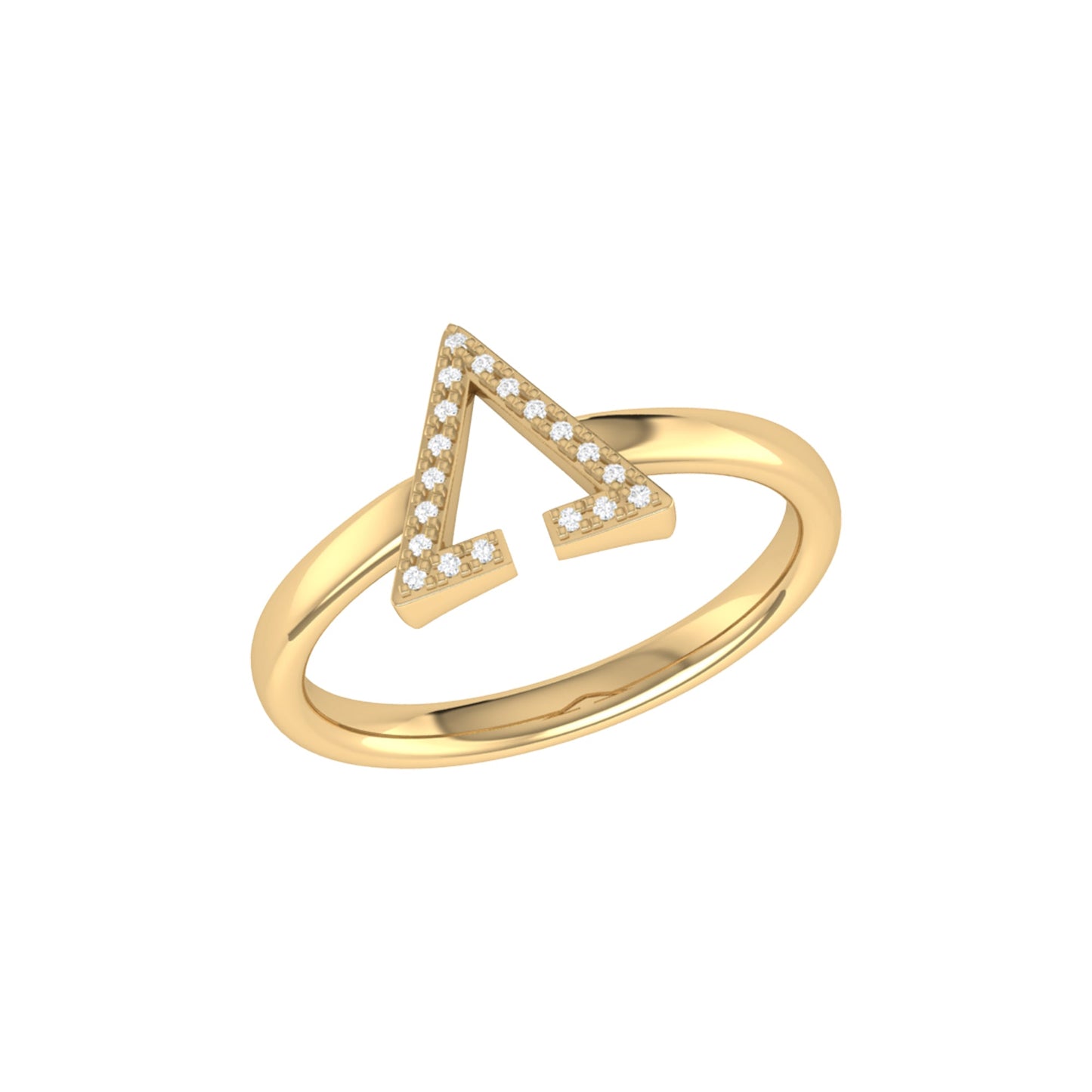 Aim High Open Triangle Diamond Ring in 14K Yellow Gold Vermeil on