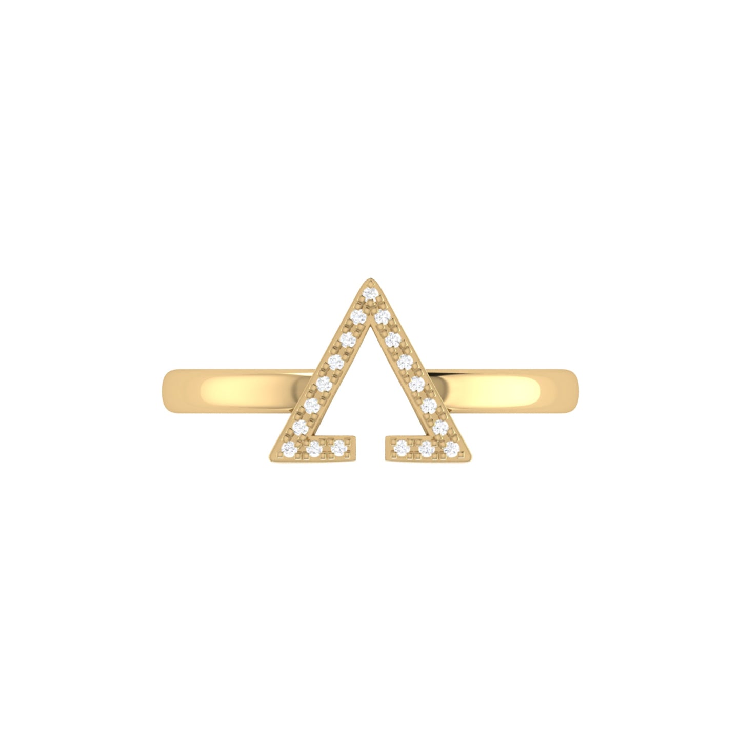 Aim High Open Triangle Diamond Ring in 14K Yellow Gold Vermeil on