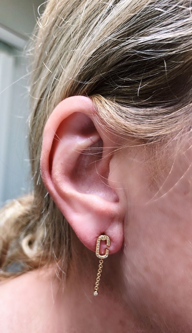 Celia C Diamond Drop Earrings in 14K Yellow Gold Vermeil on Sterling