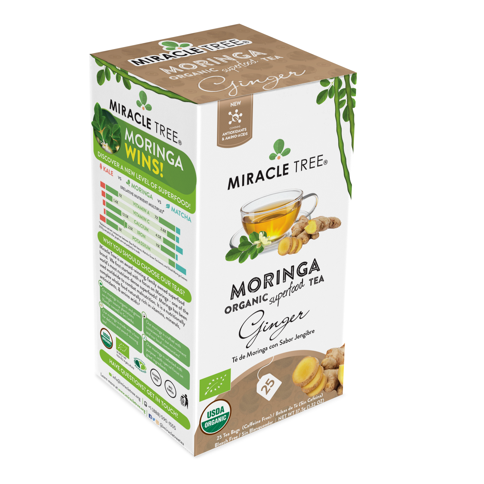 Miracle Tree's Organic Moringa Tea, Ginger